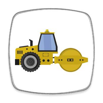 Road roller - Square fridge magnet - white - Front