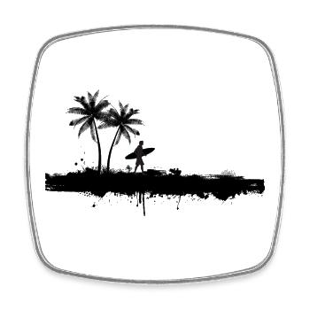 Surfeur Silhouette de Palm Beach - Magnet carré - blanc - Devant