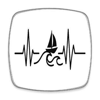 Boot Heartbeat Line Minimalistisches Segeldesign - Viereckiger Kühlschrankmagnet - Weiß - Vorne