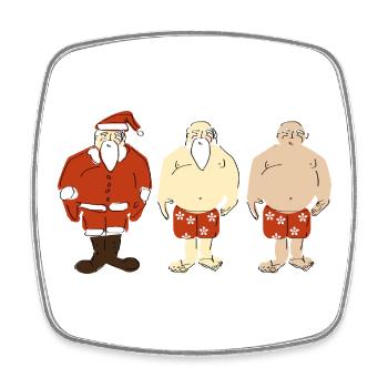 Drei Santa Hawaii Look - Viereckiger Kühlschrankmagnet - Weiß - Vorne