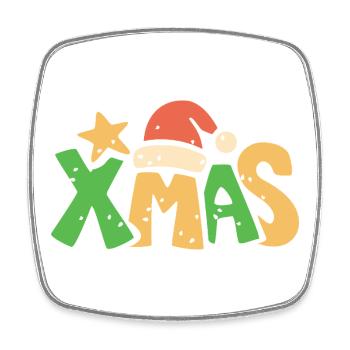 XMAS Schriftzug im weihnachtlichen Cartoonstil - Viereckiger Kühlschrankmagnet - Weiß - Vorne