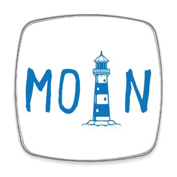 Moin mit Leuchtturm - Viereckiger Kühlschrankmagnet - Weiß - Vorne