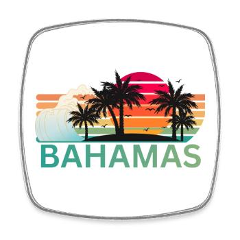 Bahamas Sunset Palm Silhouette - Square fridge magnet - white - Front