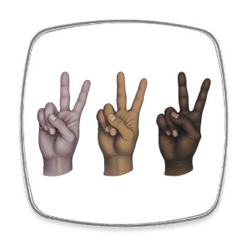 PEACE HANDS  ALL EQUALS  - peace & love - Magnet carré - blanc - Devant
