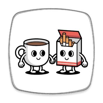Coffee and Cigarettes  - Funny Balkan Breakfast  - Square fridge magnet - white - Front