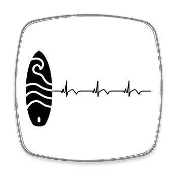 Surfboard Surfboard Surfer ECG Heartbeat - Square fridge magnet - white - Front