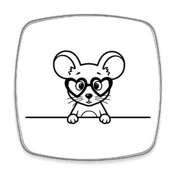 Süße Maus mit Herzbrille Lineart - Viereckiger Kühlschrankmagnet - Weiß - Vorne