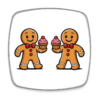 Double Gingerbread Cupcake Duo - Square fridge magnet - white - Front