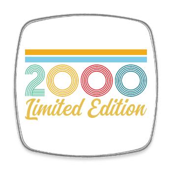 Geburtstag 2000 Geboren im Jahr 2000 Vintage-Retro-Geschenk - Viereckiger Kühlschrankmagnet - Weiß - Vorne