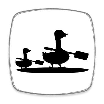 Kids Family Stand-Up Paddling SUP Goose - Square fridge magnet - white - Front