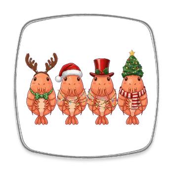 Garnele Weihnachtsmann Weihnachtsbeleuchtung - Viereckiger Kühlschrankmagnet - Weiß - Vorne