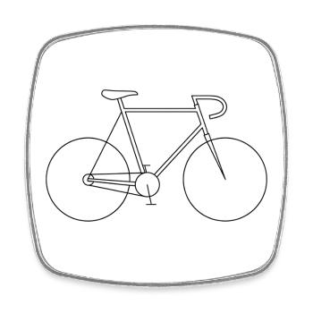 Silhouette de vélo : design minimaliste pour cyclistes - Magnet carré - blanc - Devant