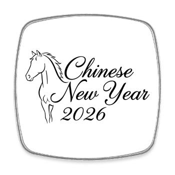 Chinese New Year 2026 – Horse Line Illustration - Square fridge magnet - white - Front