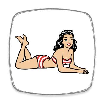 Image rétro de plage en bikini Pin-up - Magnet carré - blanc - Devant