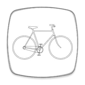 Minimalist Bicycle Graphic Line Art Wheel Outline - Square fridge magnet - white - Front