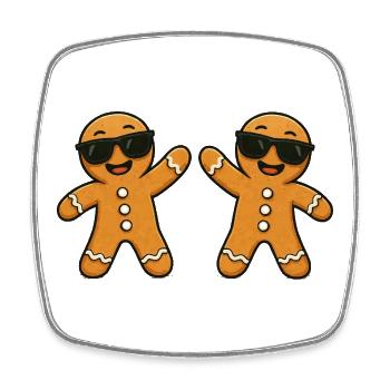Lebkuchenmänner mit Sonnenbrille - Viereckiger Kühlschrankmagnet - Weiß - Vorne