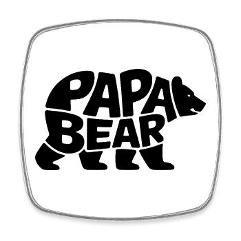 Papa Ours - Magnet carré - blanc - Devant