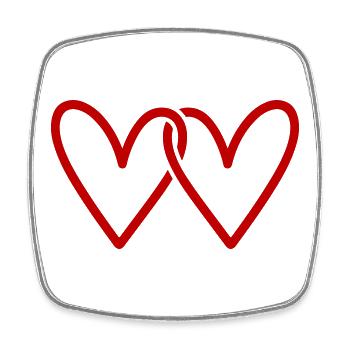 Herzen Liebe Symbol - Viereckiger Kühlschrankmagnet - Weiß - Vorne