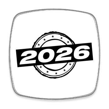 2026 Jahr - Viereckiger Kühlschrankmagnet - Weiß - Vorne