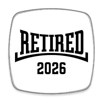 Im Ruhestand 2026 (Ruhestand / Konkav / Schwarz) - Viereckiger Kühlschrankmagnet - Weiß - Vorne