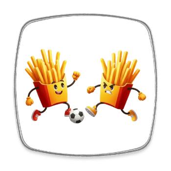 Pommes Frites Fußballspieler Fußball Essen Snack - Viereckiger Kühlschrankmagnet - Weiß - Vorne