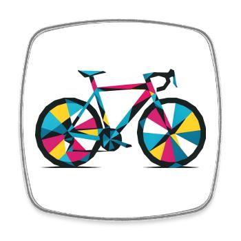Buntes geometrisches Fahrrad - Viereckiger Kühlschrankmagnet - Weiß - Vorne