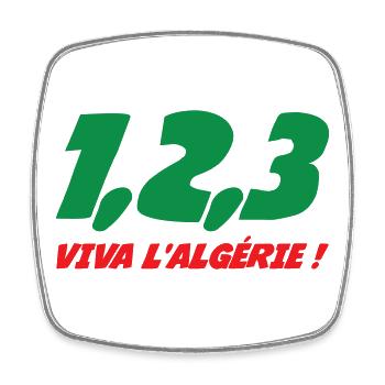 1, 2, 3 Viva l'Algérie - Square fridge magnet - white - Front