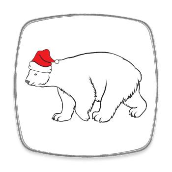 Eisbär mit roter Nikolausmütze Winter Weihnachten  - Viereckiger Kühlschrankmagnet - Weiß - Vorne