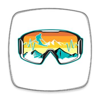 Skifahrer Brille - Viereckiger Kühlschrankmagnet - Weiß - Vorne