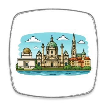 Vienna Skyline - Square fridge magnet - white - Front