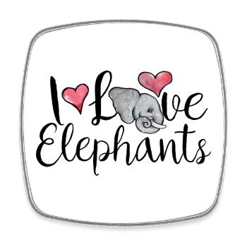 Cœurs d’éléphant aquarelle - Magnet carré - blanc - Devant