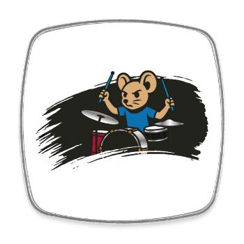 Souris Tambourineuse dans le style de la bande dessinée - Magnet carré - blanc - Devant