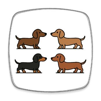 Niedlicher Dackel-Hund-Illustration minimalistischer Stil - Viereckiger Kühlschrankmagnet - Weiß - Vorne