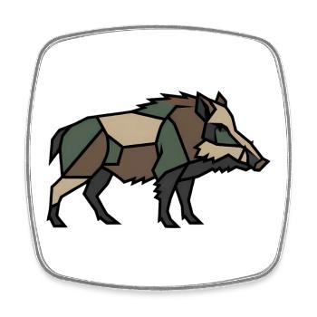 Geometrisches Wildschwein Low Poly - Viereckiger Kühlschrankmagnet - Weiß - Vorne
