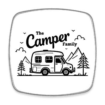 The Camper Family Campingbus Berge Abenteuer - Viereckiger Kühlschrankmagnet - Weiß - Vorne