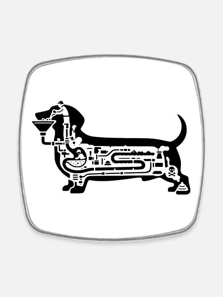dackel verdauung hund kunst - Viereckiger Kühlschrankmagnet - Weiß
