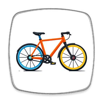 Colourful bicycle in contrasting colours - Square fridge magnet - white - Front