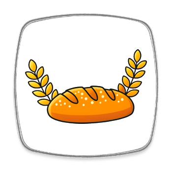 Goldener Brotleib mit Weizenzweigen - Viereckiger Kühlschrankmagnet - Weiß - Vorne