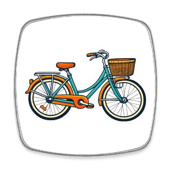 Vintage Fahrrad mit Körbchen - Viereckiger Kühlschrankmagnet - Weiß - Vorne