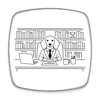 Hund im Büro Chef Dackel Minimalitisch Line Art - Viereckiger Kühlschrankmagnet - Weiß - Vorne