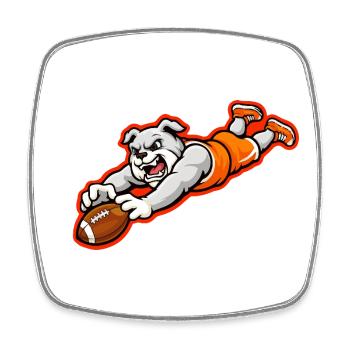 Mascotte de la capture de plongeon de football des Bulldogs - Magnet carré - blanc - Devant