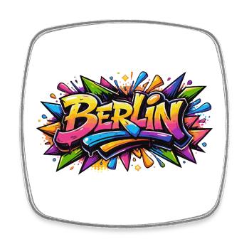 Berlin Graffiti lettering with colorful color effects - Square fridge magnet - white - Front