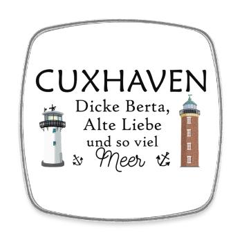 Cuxhaven, phares dessinés à la main, vieil amour - Magnet carré - blanc - Devant