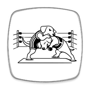 Wrestling Dog Dog - Square fridge magnet - white - Front
