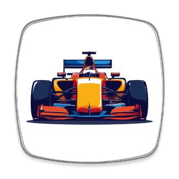 Racing Car Front View Color Contrast Motorsport - Square fridge magnet - white - Front