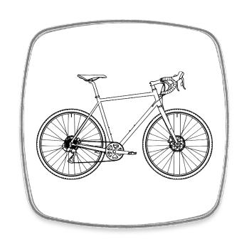 Road Bike Minimal Art Retro – Pure Speed - Square fridge magnet - white - Front