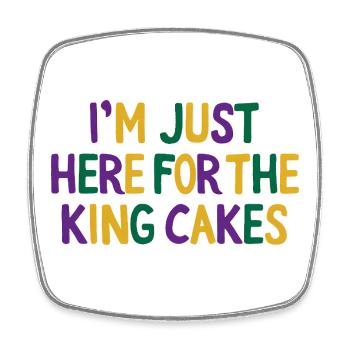 Je suis juste là pour le mardi Gras des King Cakes - Magnet carré - blanc - Devant