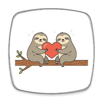 Valentine's Day Sloths – Cute Couple Design - Square fridge magnet - white - Front