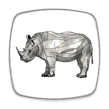 rhinocéros - Magnet carré - blanc - Devant