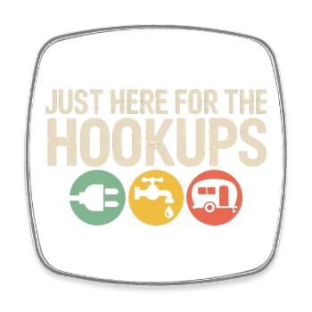 Hookups Trio: RV Camping Icons - Square fridge magnet - white - Front